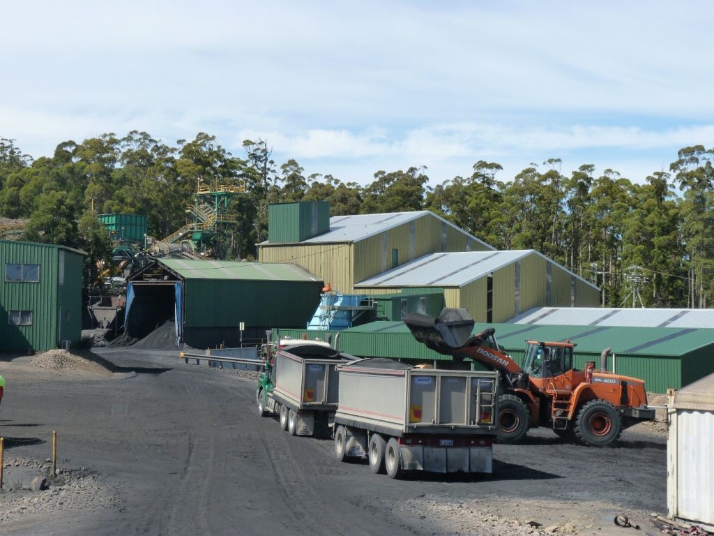 Road trucks at the Kara mine site